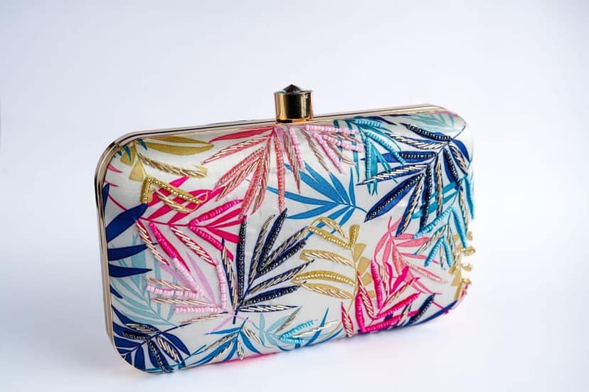 Womens Hand Embroided beaded Clutch Cum Sling bag view 2