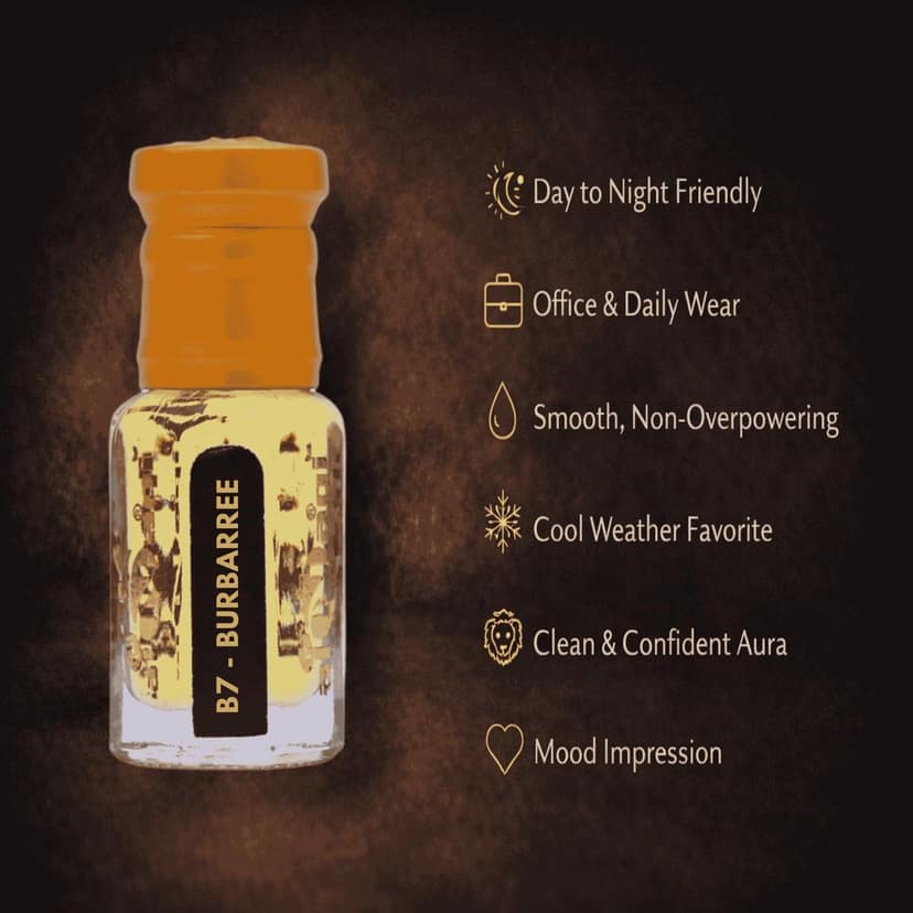 alNaqi Burbarree Attar 6ml - Premium Men's Attar Perfume, Long Lasting London-Style Fragrance, Alcohol Free Fragrance for Men, Concentrated Arabic Scent view 4