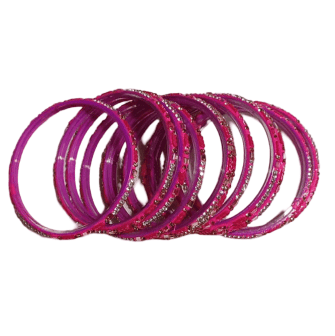 Pink and White Rhinestone Bangle Set view 3