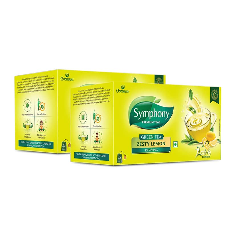 Goodricke Symphony Zesty Lemon Green Tea, 25 Tea Bags (Pack of 2) - undefined