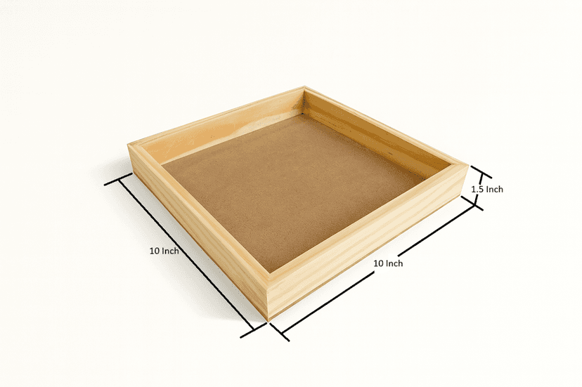 DEVESHA DIY Wooden Serving Tray - 10 × 10 Inch (Without Handle) | Wooden Tray for Art, Craft, Decoupage & Decoration view 2