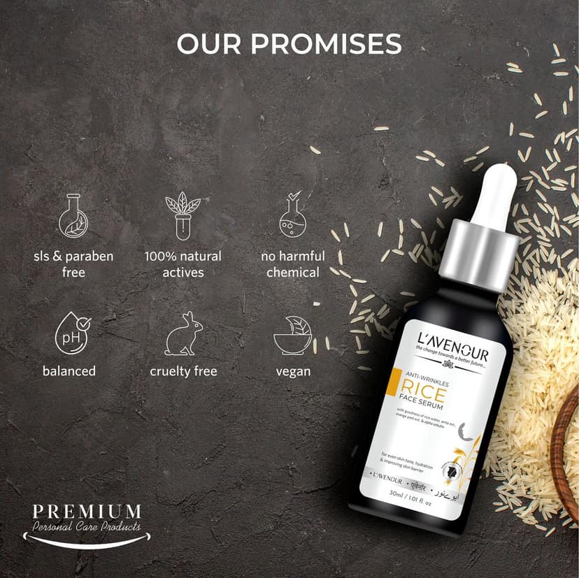 L'avenour Anti-Wrinkle Rice Face Serum For Even Skin Tone, Reduce Dark Spots & Wrinkles - 30ml view 4