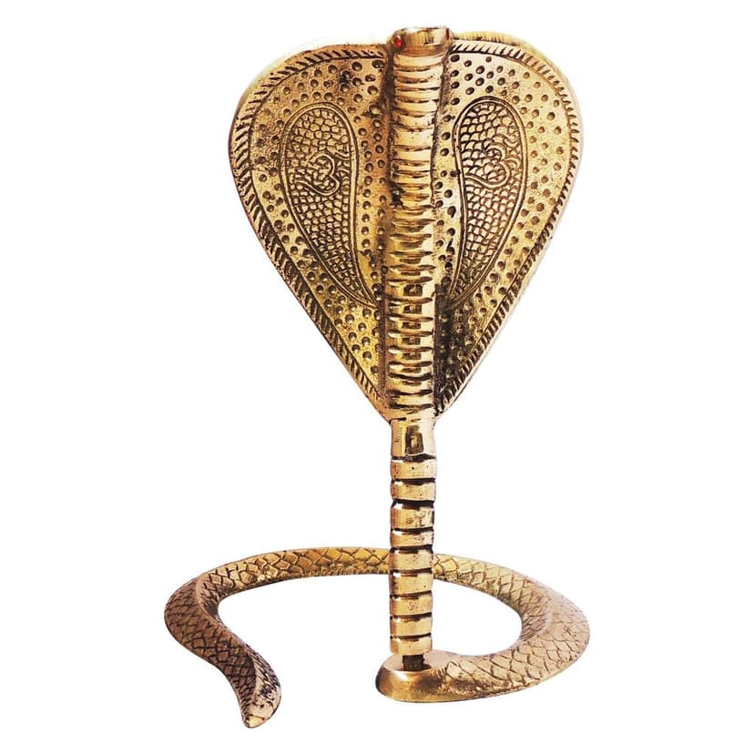 Brass Shivling Snake Idol ? Traditional Naga Dev, 10 Inch, Height : 10 Inch (ZMAS299 G) view 2