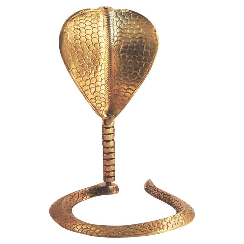 Brass Shivling Snake Idol ? Traditional Naga Dev, 10 Inch, Height : 10 Inch (ZMAS299 G) view 3