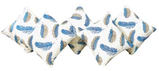 Omkar by 3 Inc. Set of 5 Decorative Hand Embroidered Sparkling Rays Silk Satin Pillow Cushion Cover for Living Room Bedroom Sofa (16x16 Inch- 40x40 Cms)(Leaf Design Cushion)