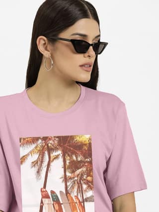 Women Pink Printed T-shirt