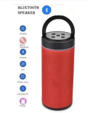 KT-125 Mini Handy Bluetooth Speaker, Portable, Splash-Proof, High Bass Sound, FM Radio, TF Card Slot, Built-in Mic, with inbuilt Phone Stand Color - Red