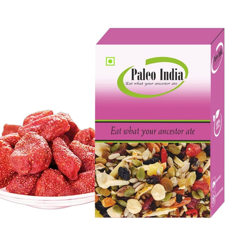Paleo India 500gm Dried Strawberries| Sweet Chewy & Natural Treat |Healthy Juicy Snacks| Perfect for Snacking, Baking & Desserts