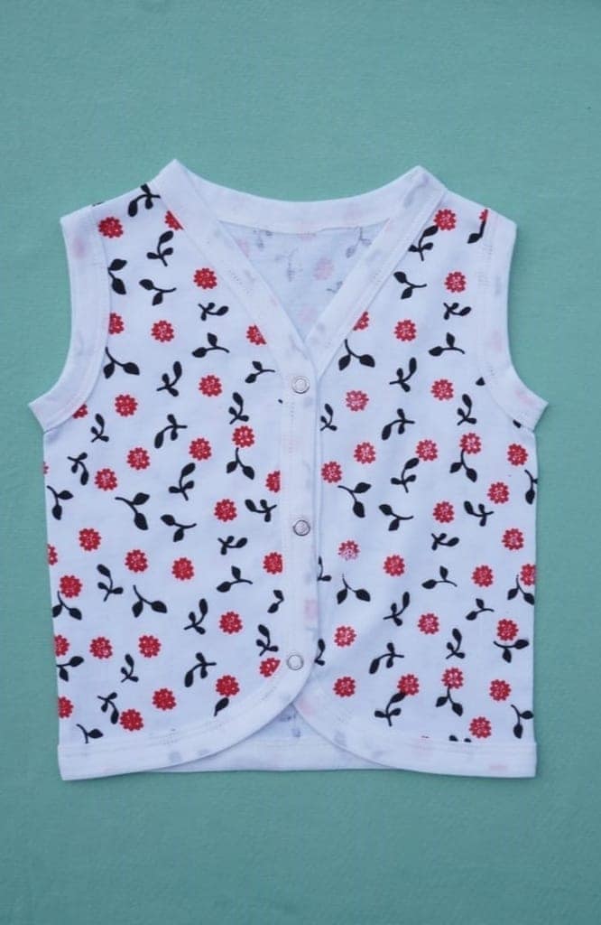 Baby Knitted Printed Jhabla with Press Button view 5