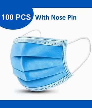 BLAQUE 3 Ply Anti Viral, Anti Pollution Surgical Disposable Face Mask With Nose Pin & Meltblown Layer- Pack of 100 (Blue)