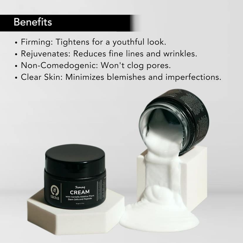 Tatha Skincare Combo: Firming Cream with Peptides & Centella Asiatica (50g) � Tightens Skin & Delays Wrinkles + Facelift Mask with Niacinamide & Centella Asiatica (50g) � Hydrates & Brightens Skin, Gentle Gel Mask, Paraben Free view 4