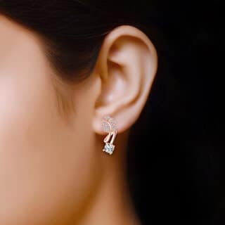 Vivastri Shimmering Glittering Cz stone clip on Bali stud Earring for Women and Girls [VIVA2711ERG]