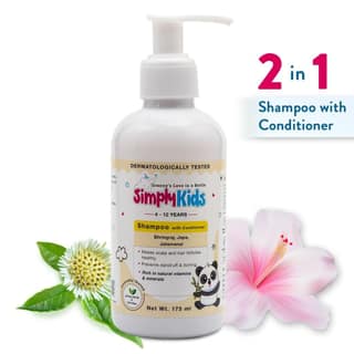 Simply Kids 2 in 1 Shampoo & Conditioner for 4-12 Years | Softens, Strengthens & Detangles | Natural Ingredients, No Harmful Chemicals | Tear-Free, Gentle Formula | Safe for All Hair Types | 175ml