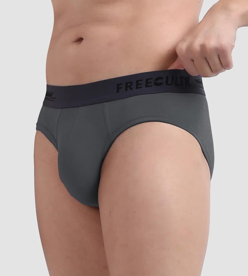 FREECULTR Men's Underwear Anti Bacterial Micromodal Airsoft Brief - Non Itch No Chaffing Sweat Proof Pack of 1-Ash Grey view 2