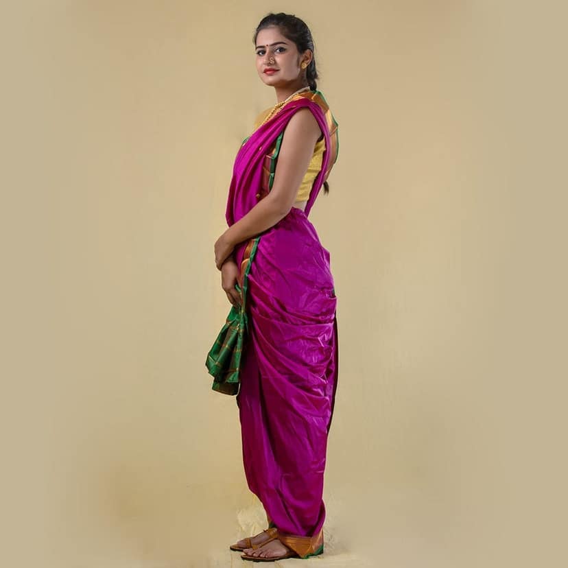 Readymade Pink Nauwari Saree view 2