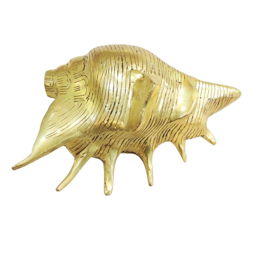 Brass Shankh Conch Shell Idol | Brass Shankh Murti | Religious Showpiece for Home Temple, Height : 3 Inch (BSMAS1277 E) view 2