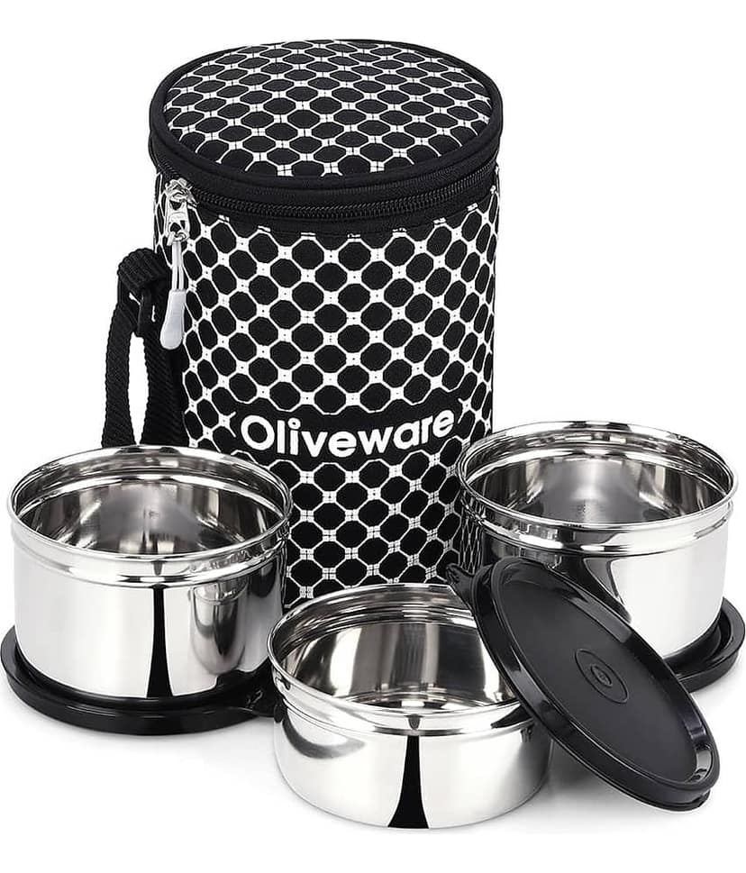 Oliveware Savor Stainless Steel Lunch Box 3 - Container ( Pack of 1 )