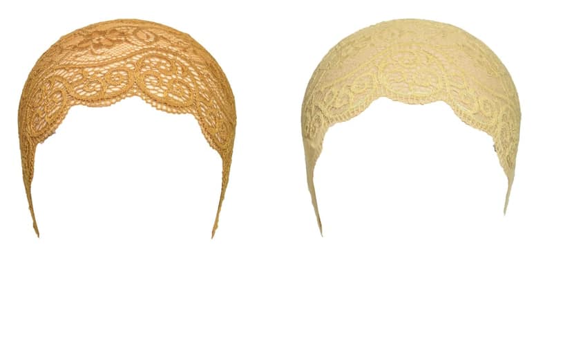 Girls and Womens Hijab Cap Hijab Headband, Under Hijab Scarf Golden and Cream Naqab Head Scarf (2 pcs)