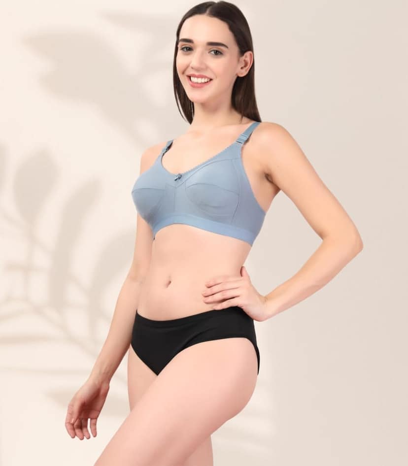 ADORNSTAR Women�s Cotton Bra and Panty Set � Soft, Skin-Friendly, Non-Padded, Wire-Free Lingerie Combo | Comfortable Innerwear (Pack of 2) view 6