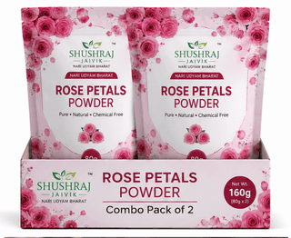 SHUSHRAJ JAIVIK Rose Petals Powder Combo Pack of 2 (80g Each, Total 160g) | 100% Pure & Natural Face Pack | Skin Brightening, Glowing & Refreshing | For All Skin Types