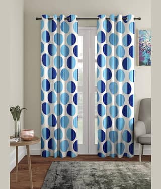 Cortina - Geometric Printed Room Darkening Eyelet Curtain-5 Ft-pack of 2