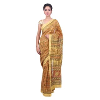 HANDLOOM MAHESHWRI PRINTED SAREE WITH BLOUSE (SKU - 1SCB01121120 SAREE- 112)