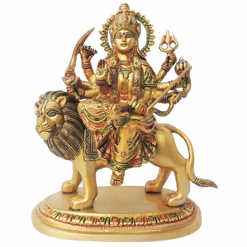 Brass Durga Ji Showpiece - Divine Goddess Brass Idol, Height : 9.2 Inch (BSMAS937 R) view 2