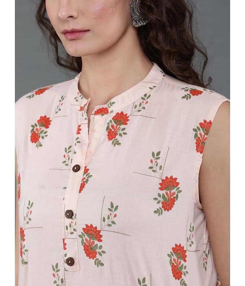 Antaran Women's Cotton Regular Top ( Peach ) view 2