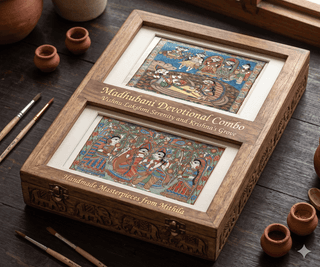 Combo of Madhubani Painting: Traditional Indian Art of Love & Nature