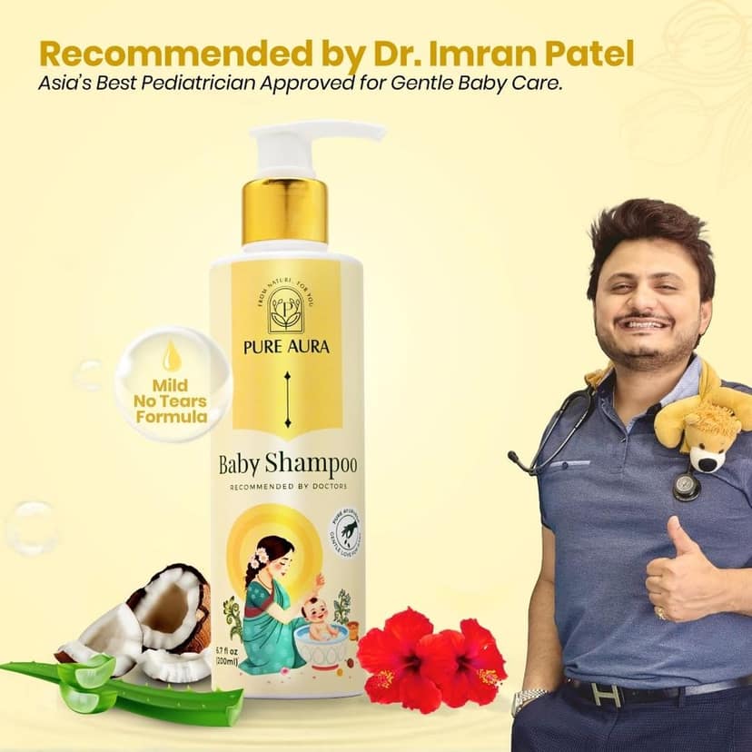 Pure Aura Baby Shampoo 100ml | Infused with 10 Ayurvedic Natural Herbs | Paraben-Free, Chemical-Free | Gentle & Nourishing for Baby's Hair & Scalp | Safe for Newborns & Kids | Doctors Recommended (Pack 0f 1) view 2