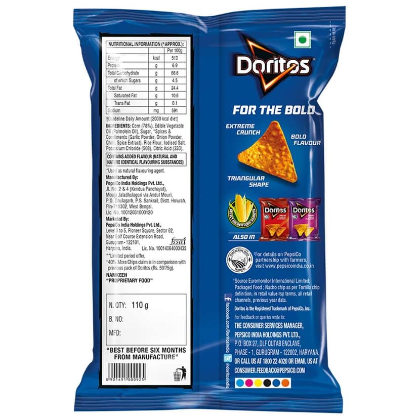 Doritos Masala Mayhem Flavoured Nacho 110 Gms view 3
