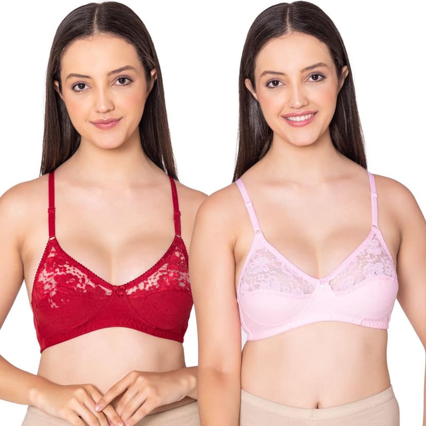 Bodycare polycotton wirefree adjustable straps designer net cup non padded bra-1535BB