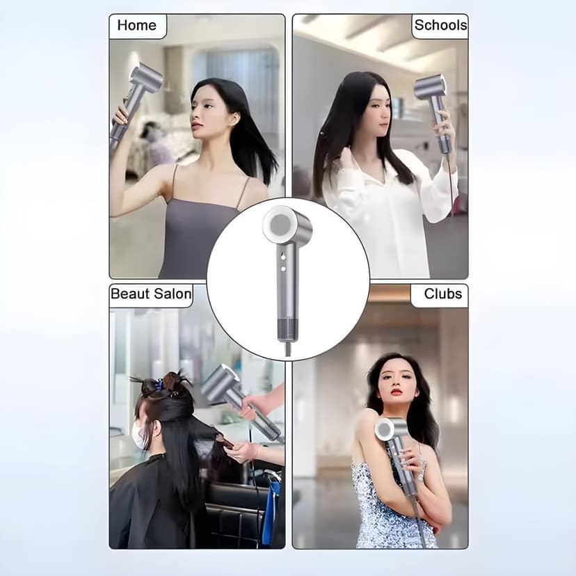 Yuva Pulse High-Speed Hair Dryer | 200M Negative Ions | Thermo-Control | Fast Drying | Magnetic Nozzle | Lightweight Travel Blow Dryer for Women & Men | 110000 RPM | No Heat Damage (Light Blue) view 7