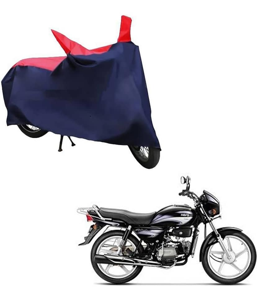 AutoRetail Dust Proof Two Wheeler Polyster Cover for Hero Splendor Plus (Mirror Pocket, Red and Blue Color)