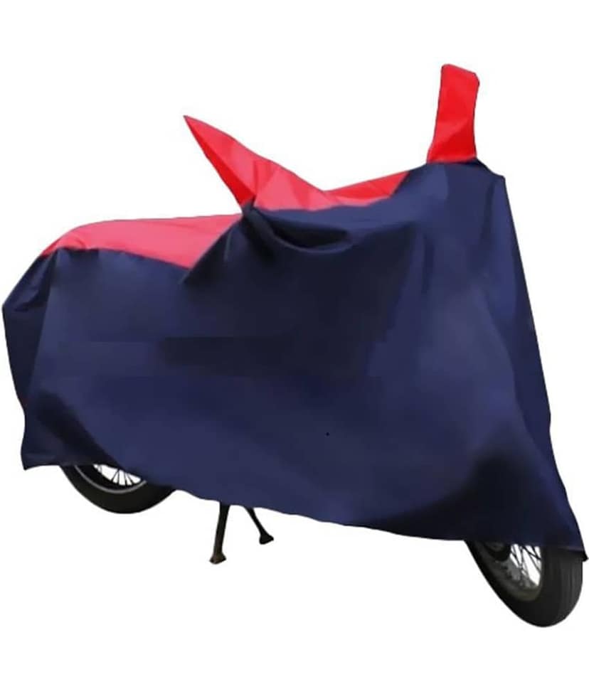 AutoRetail Dust Proof Two Wheeler Polyster Cover for Hero Splendor Plus (Mirror Pocket, Red and Blue Color) view 2