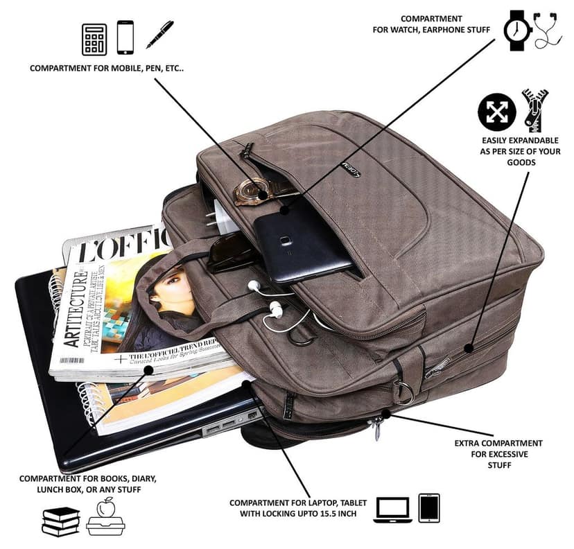 LOREM Faux Leather 28L Laptop Messenger Bag For Men view 5