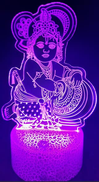 3D Acrylic illusion lights - Krishna Theme| 16colors Touch & Remotecontrol| Battery & USB type