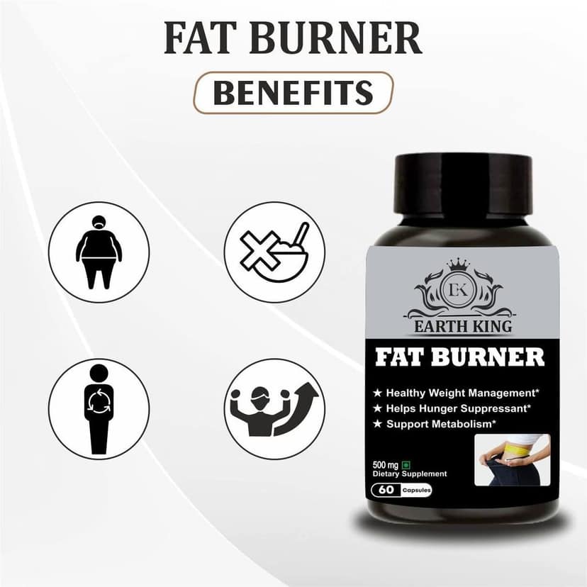 EARTH KING Fat Burner Capsule Helps in Hunger Suppressant, Fat Loss & Weight Loss Supplement for Men & Women � 500mg 60 Capsules (Pack of 2) view 2