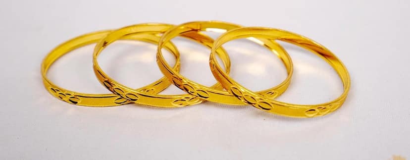 Gold Plated Plain Metal Bangle Set of 4 view 2