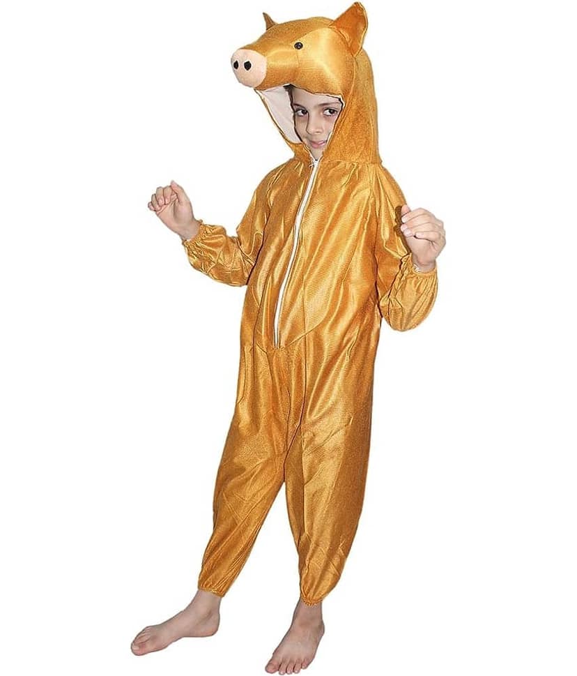 Kaku Fancy Dresses Pig Farm Animal Costume -Brown, 5-6 Years, For Boys & Girls view 2