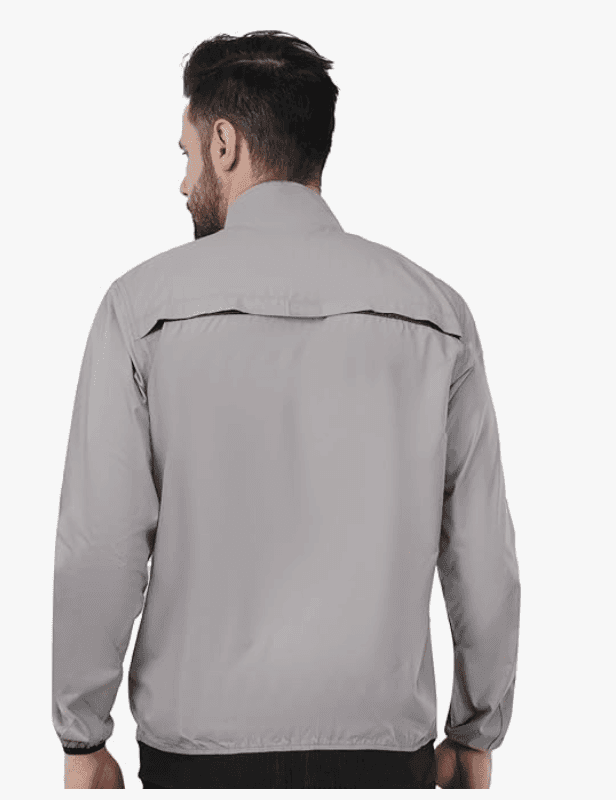 Just Junkies Polyester Men's Solid Grey Windcheater Lightweight Jacket for Bikers, Cycling, Trekking view 2