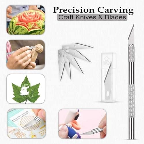GLUN® Precision Art Knife With 5 Sharp Blades For DIY, Art & Craft Work with 5 Blades view 3