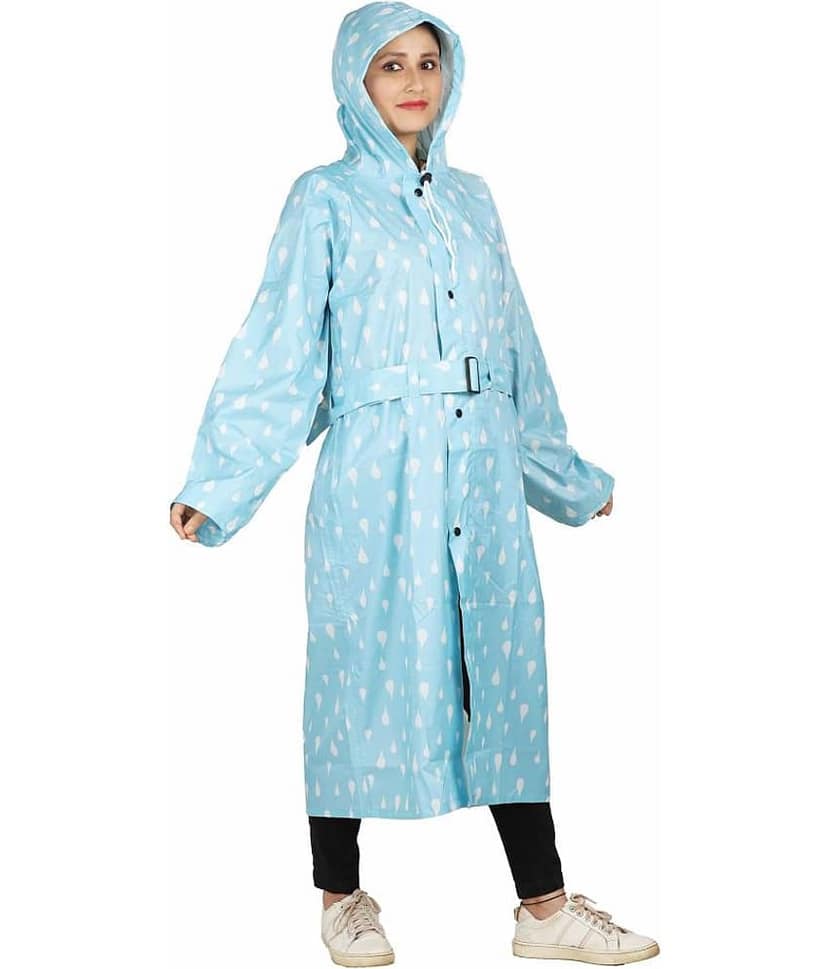 Goodluck Polyester Long Raincoat - Blue view 2