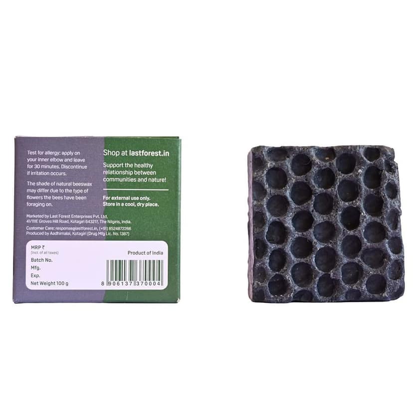 Last Forest Beeswax Soap (100gm), Herbal Bathing Soap for Glowing Skin, Handcrafted, Handmade, 100% Natural Ingredients, Moisturizing, Natural Beeswax, Bathing Soap for Men & Women (Charcoal) view 5