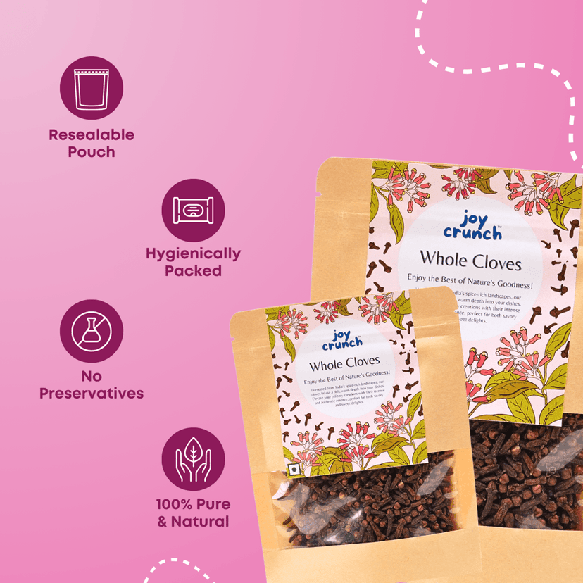 Joy Crunch Premium Cloves Whole 100gm | Kerala Cloves Original | Rich In Nutrition | Sabut Laung | Ground Clove | Clove Whole view 5