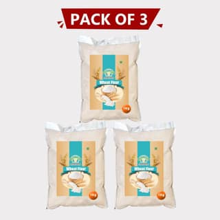 Wheat Flour 3 kg (Pack of 3 x 1kg) by Agrobusiness Krishi Producer – Fresh, Pure & Nutritious Whole Wheat Atta. + Wheat Flour 1 kg by Agrobusiness Krishi Producerr – Fresh, Pure & Nutritious Whole Wheat Atta with Nature Goodness.