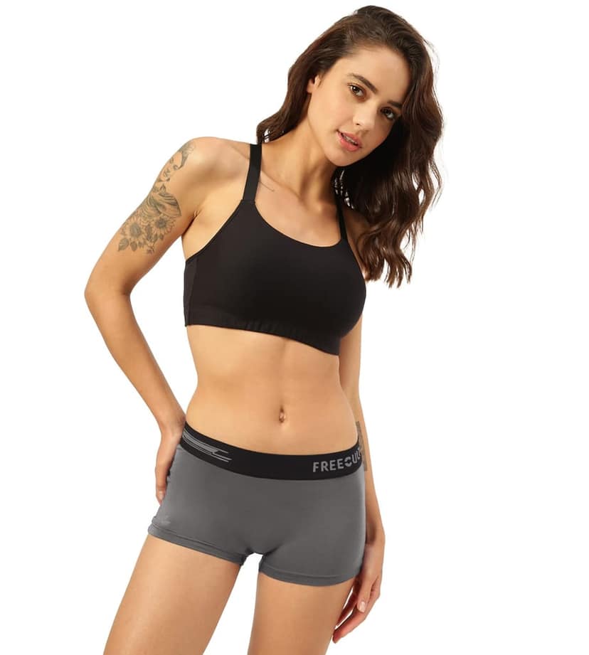 Freecultr Women's Underwear Antibacterial Micromodal Airsoft | Boy Short - Non-Itch, No Chafing, Sweat-Proof Comfort Pack of 1-Ash Grey view 7