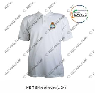 ArmyNavyAir INS Airavat T-Shirt (Medium) | Premium Polo with Navy Crest | Casual & Official