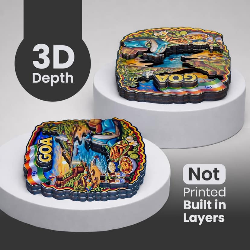 MustHome Goa 3D Multilayered Wooden Souvenir Fridge Magnet view 3