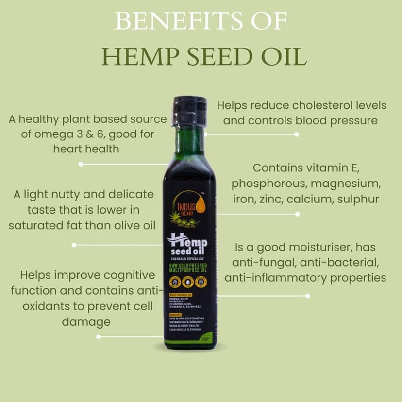 INDUS HEMP - Hemp Seed Oil | Raw Cold Pressed | Omegas 3, 6 & 9 | 100 ml | Amino Acids | Loaded with Antioxidants view 4